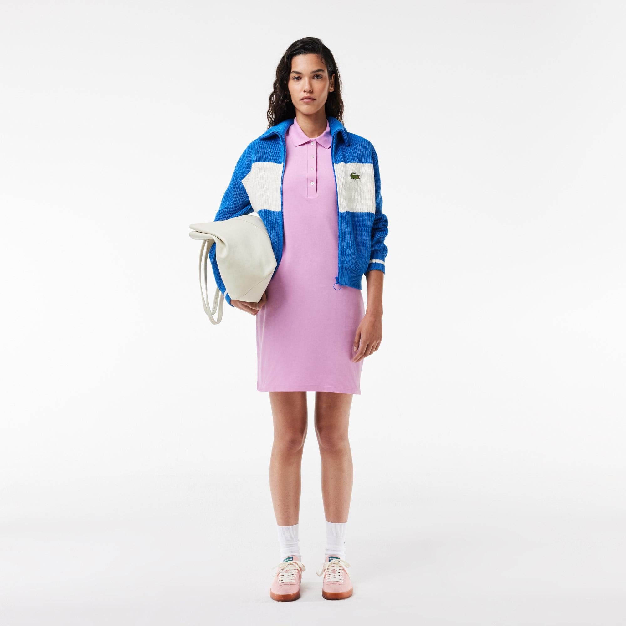 Kadın Straight Fit Polo Yaka Pembe Elbise