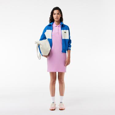  Kadın Straight Fit Polo Yaka Pembe Elbise