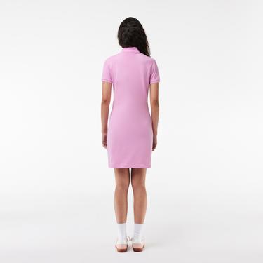  Kadın Straight Fit Polo Yaka Pembe Elbise