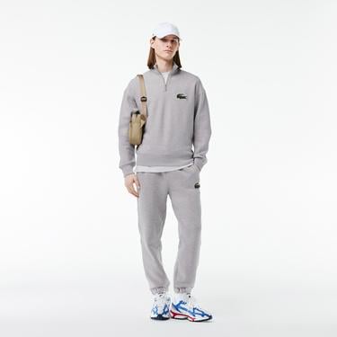  Unisex Loose Fit Yarım Fermuarlı Gri Sweatshirt