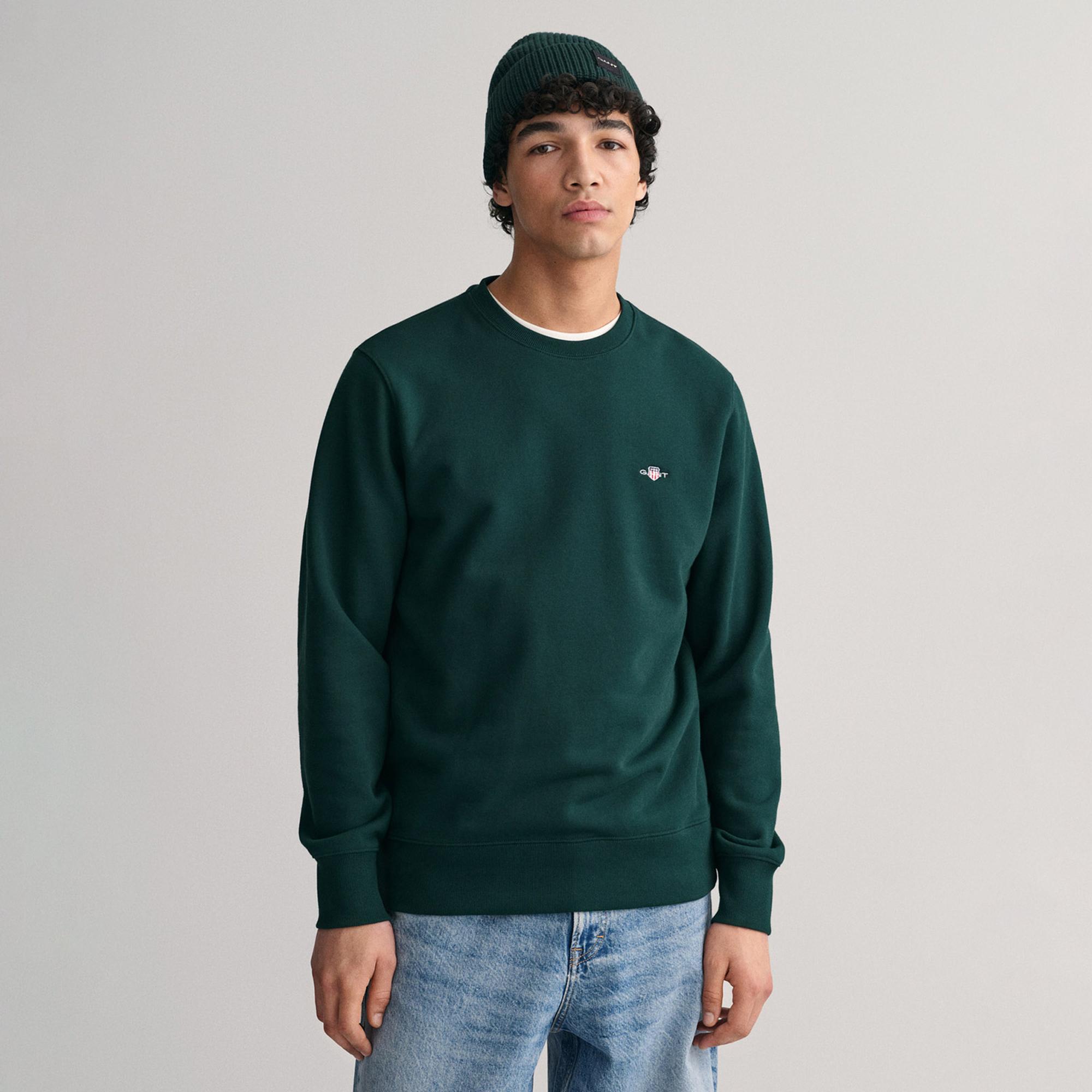 Gant Erkek Yeşil Regular Fit Bisiklet Yaka Sweatshirt