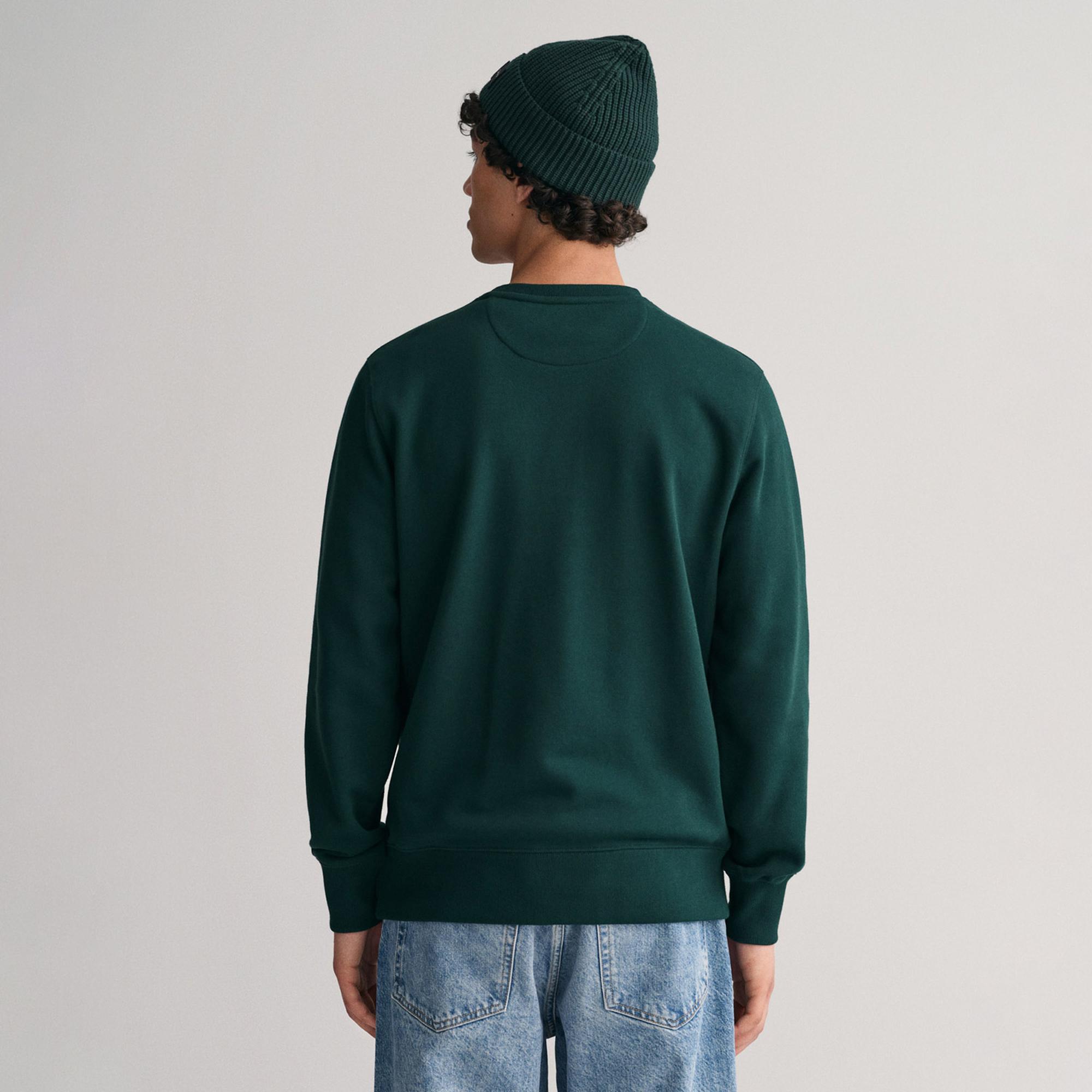 Gant Erkek Yeşil Regular Fit Bisiklet Yaka Sweatshirt