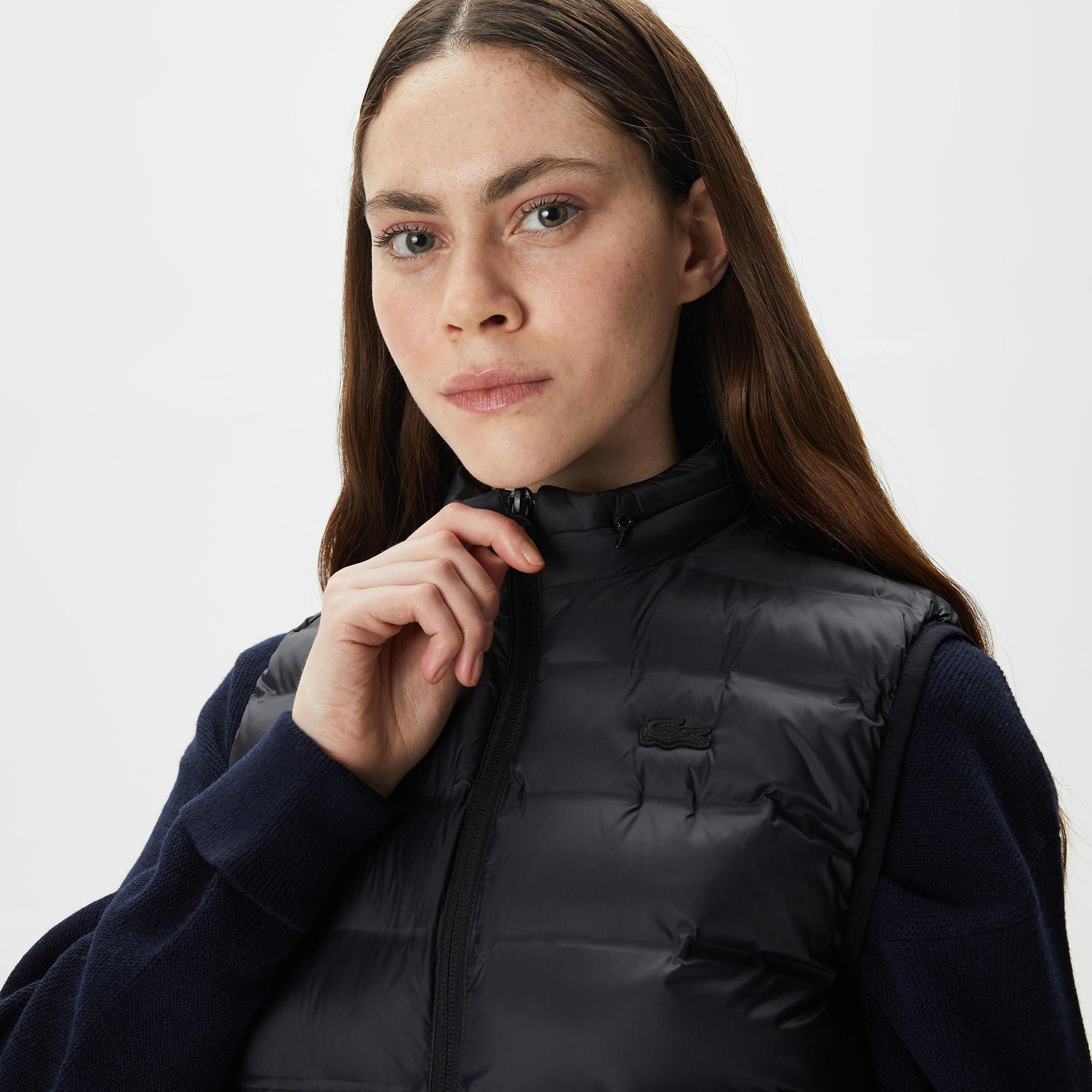 Kadın Dik Yaka Kapitone Siyah Yelek