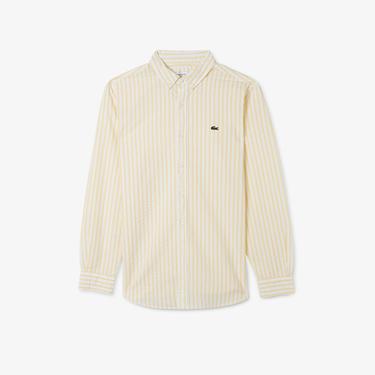  Erkek Regular Fit Organik Pamuk Sarı Çizgili Gömlek