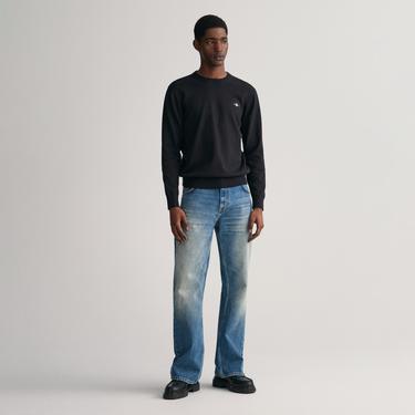  GANT Erkek Siyah Regular Fit Bisiklet Yaka Kazak