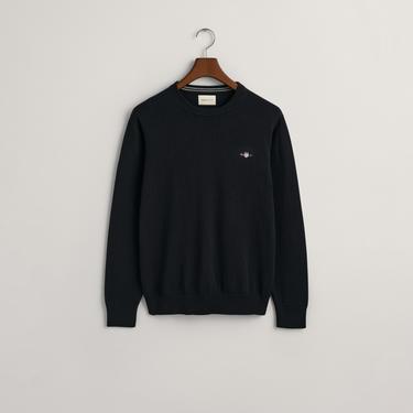  GANT Erkek Siyah Regular Fit Bisiklet Yaka Kazak