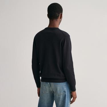  GANT Erkek Siyah Regular Fit Bisiklet Yaka Kazak