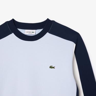  Erkek Classic Fit Bisiklet Yaka Renk Bloklu Mavi Sweatshirt