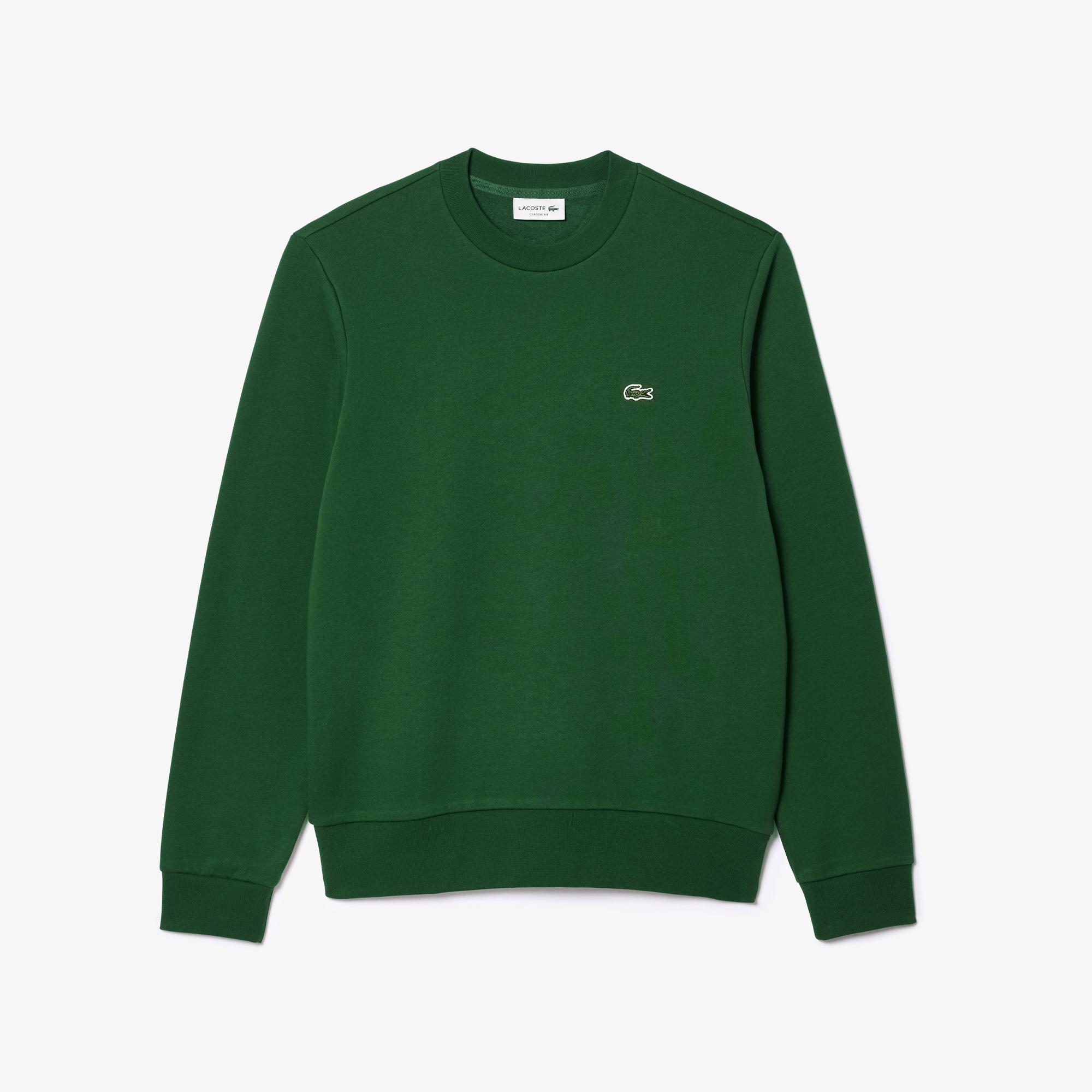Erkek Classic Fit Bisiklet Yaka Organik Pamuk Koyu Yeşil Sweatshirt