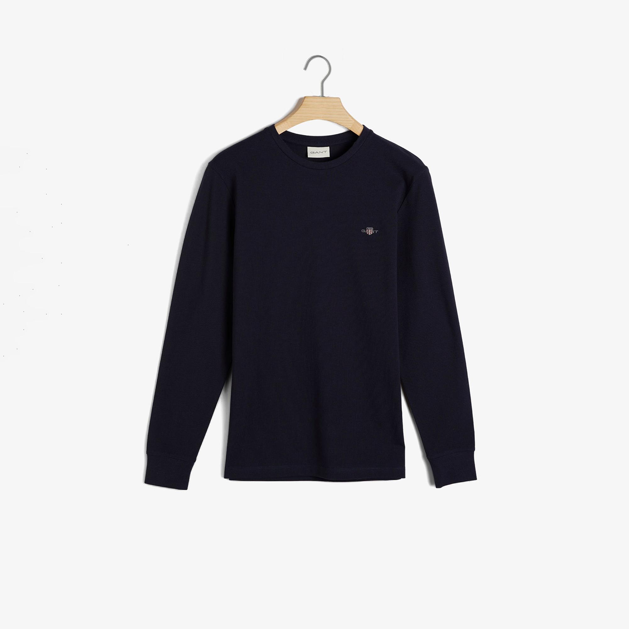 Gant Erkek Lacivert Slim Fit Bisiklet Yaka Uzun Kollu T-Shirt