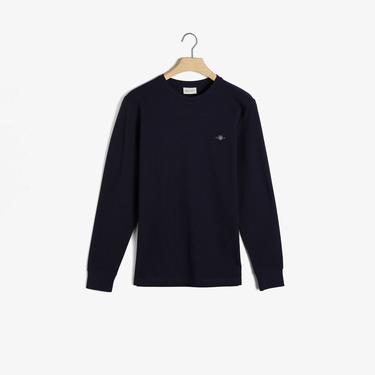  Gant Erkek Lacivert Slim Fit Bisiklet Yaka Uzun Kollu T-Shirt