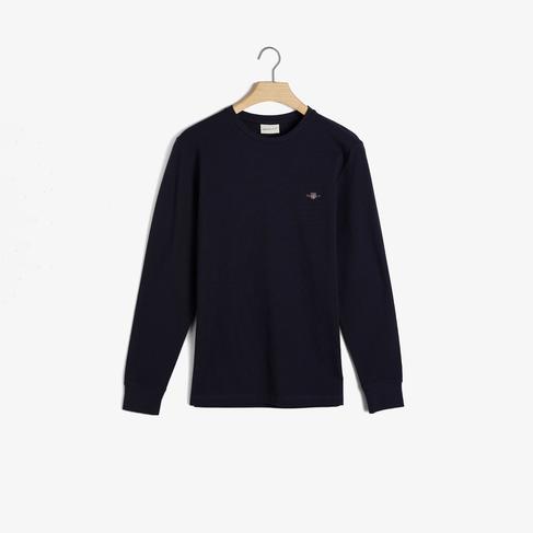  Gant Erkek Lacivert Slim Fit Bisiklet Yaka Uzun Kollu T-Shirt