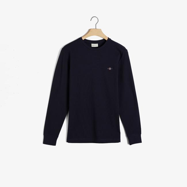  Gant Erkek Lacivert Slim Fit Bisiklet Yaka Uzun Kollu T-Shirt