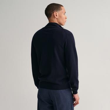  GANT Erkek Lacivert Regular Fit Yarım Fermuarlı Yün Kazak