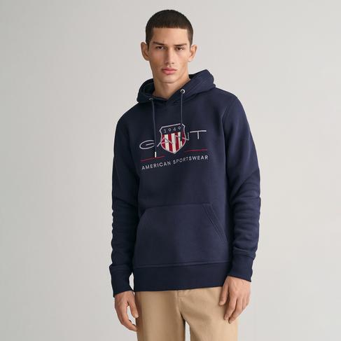  GANT Erkek Lacivert Regular Fit Kapüşonlu Logolu Sweatshirt