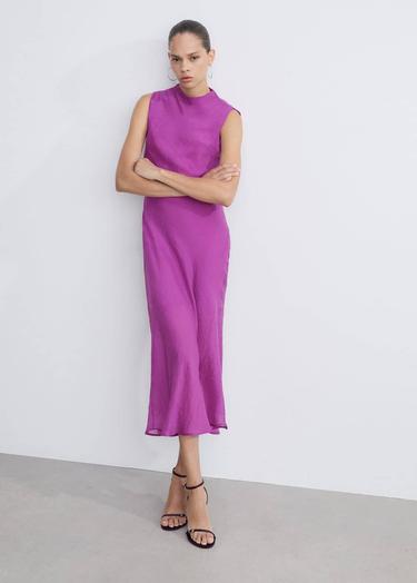  Mango Kadın Lyocell Midi Elbise Mor