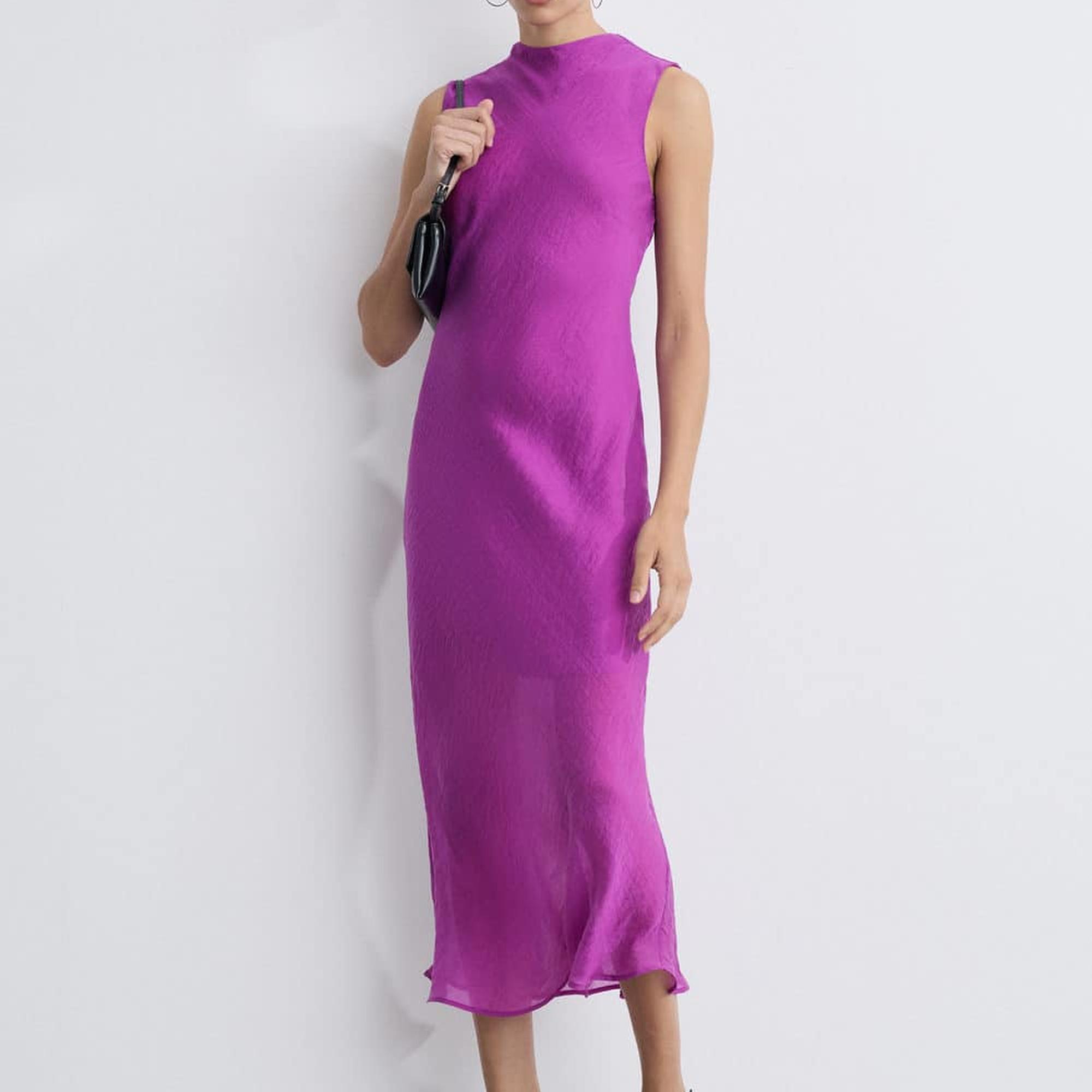 Mango Kadın Lyocell Midi Elbise Mor