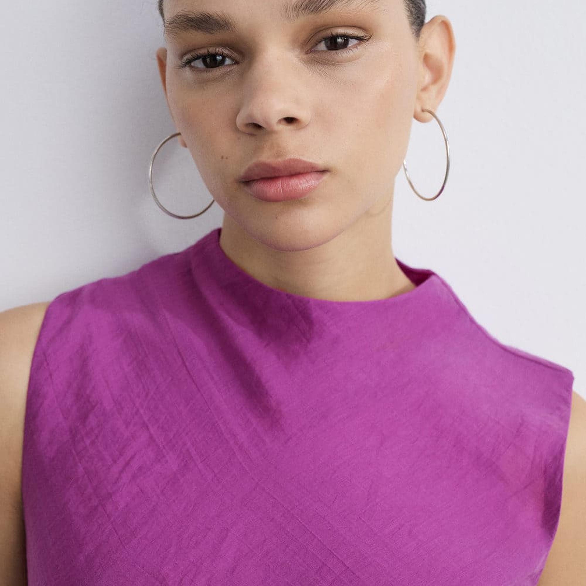 Mango Kadın Lyocell Midi Elbise Mor