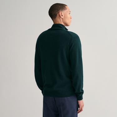  Gant Erkek Yeşil Regular Fit Yarım Fermuarlı Yün Kazak
