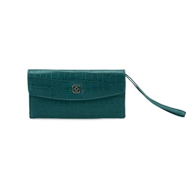  Kristin Yeşil Kadın Kroko Baskılı Deri Cüzdan
