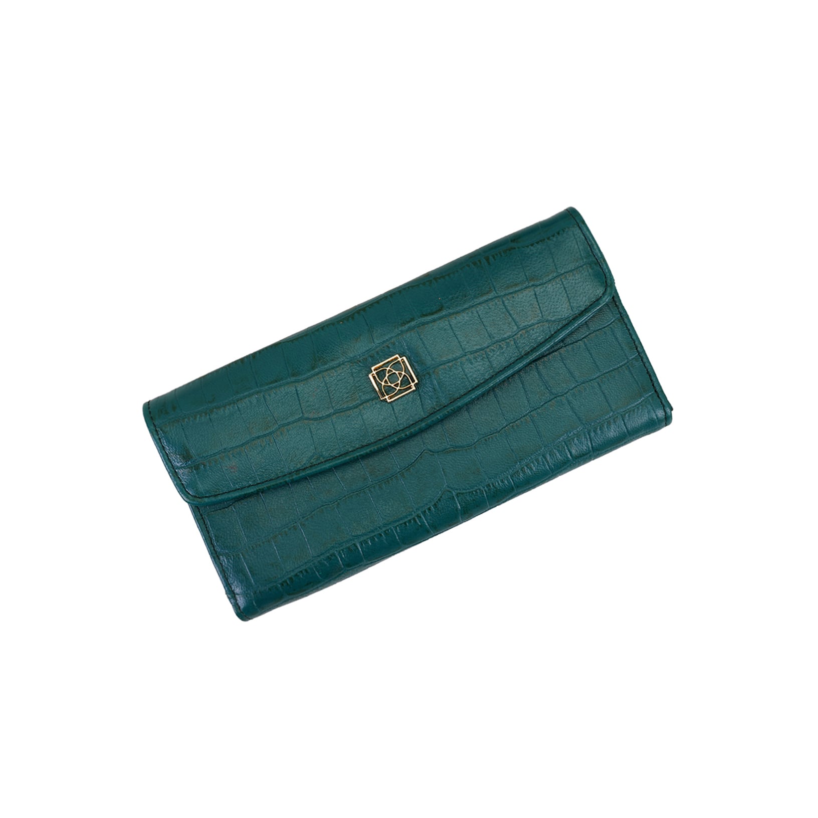  Kristin Yeşil Kadın Kroko Baskılı Deri Cüzdan