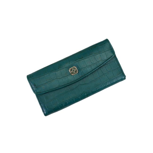  Kristin Yeşil Kadın Kroko Baskılı Deri Cüzdan