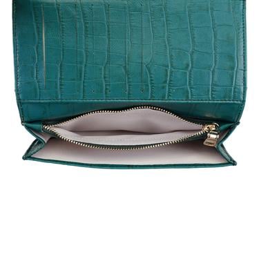  Kristin Yeşil Kadın Kroko Baskılı Deri Cüzdan