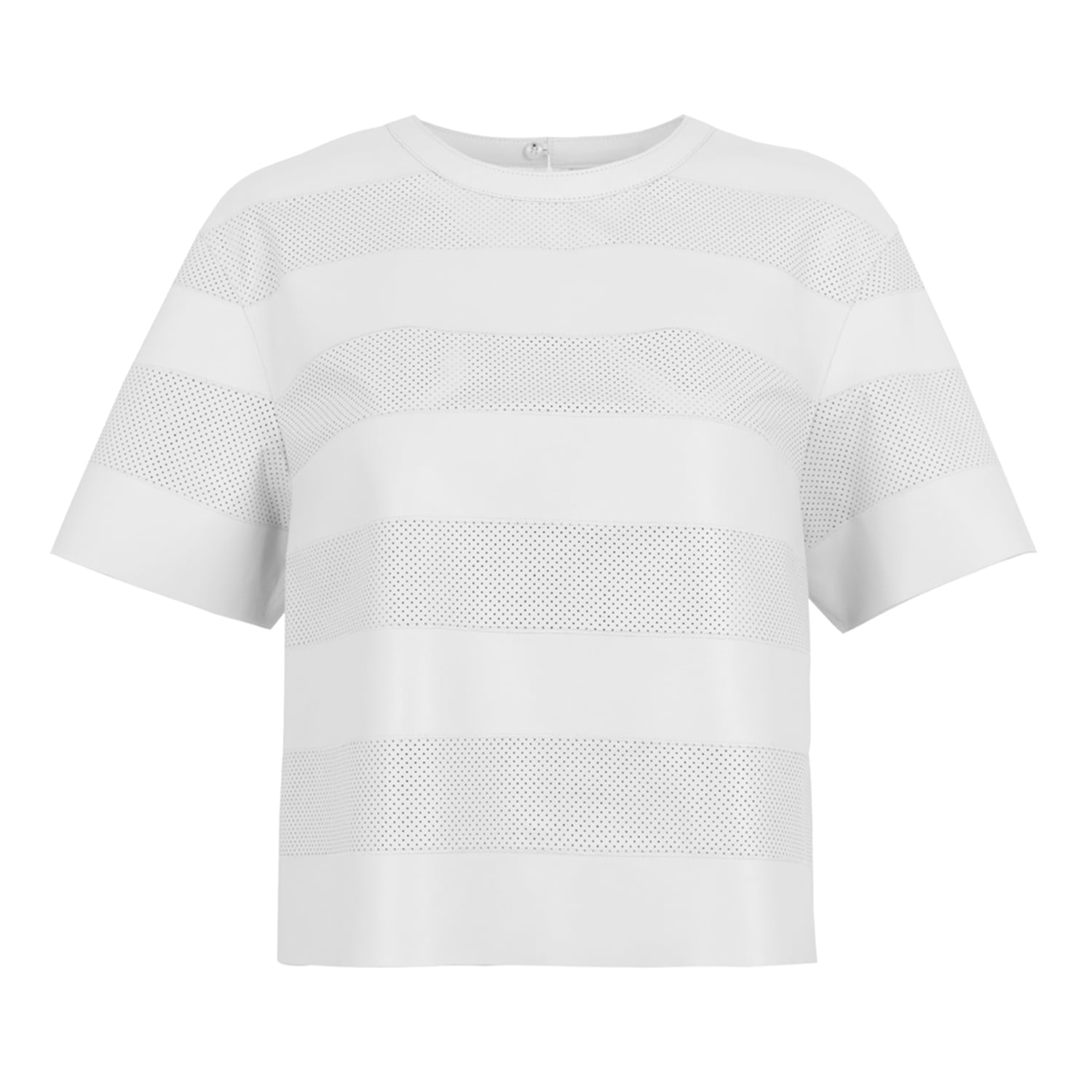  Linea Beyaz Kadın Perforeli Süet Deri Crop Bluz