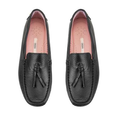  Kadın Siyah Deri Loafer