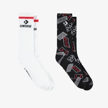  Converse Desenli Erkek 2'li Renkli Uzun Çorap