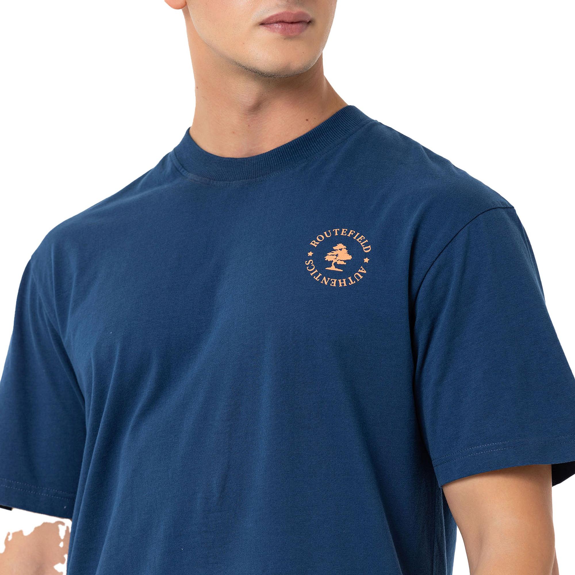 Routefield Typo Erkek Mavi Tişört