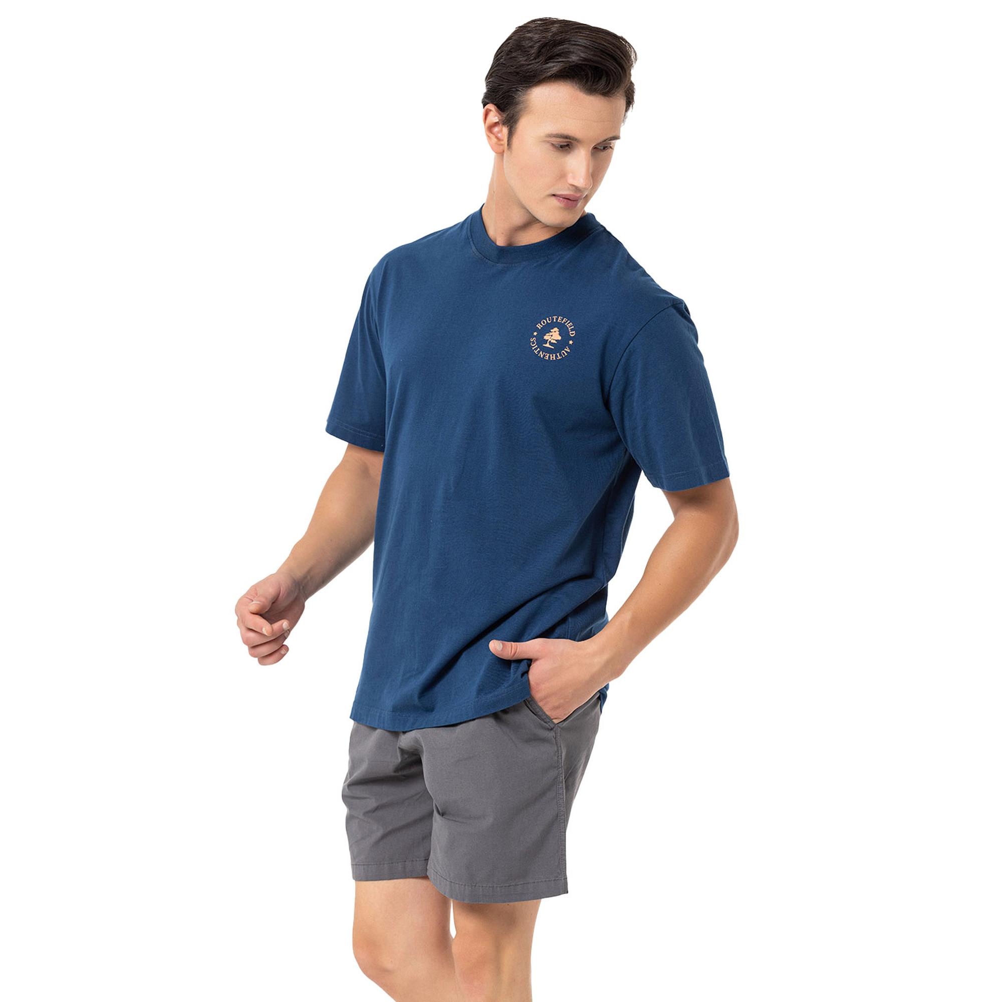 Routefield Typo Erkek Mavi Tişört