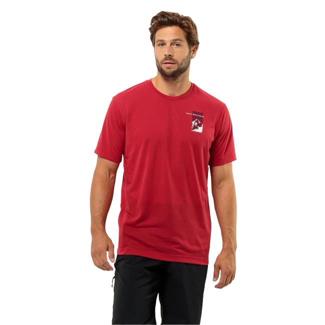  Jack Wolfskin Vonnan S/s Graphic T Erkek Kırmızı Tişört