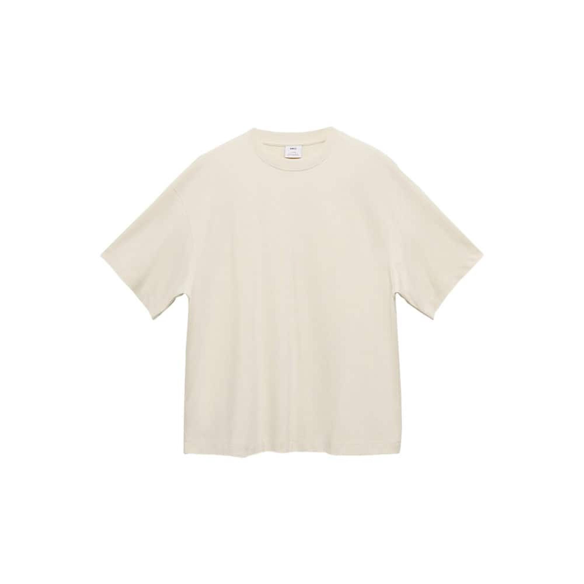 Mango Erkek %100 Oversize Pamuklu Tişört Ekru