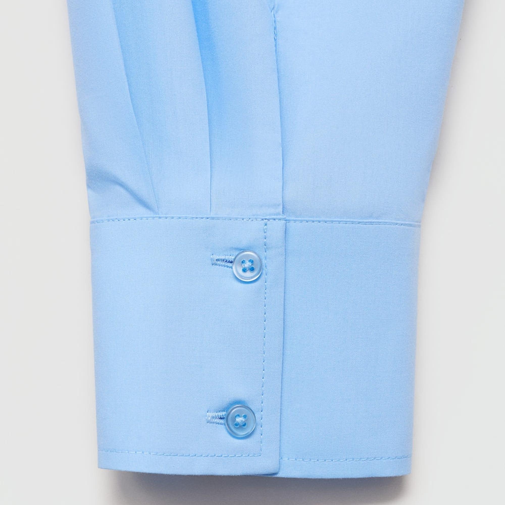 Mango Kadın Polo Yaka Kısa Gömlek Gök Mavisi