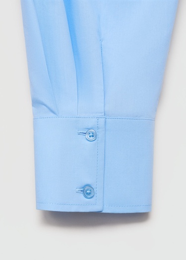  Mango Kadın Polo Yaka Kısa Gömlek Gök Mavisi