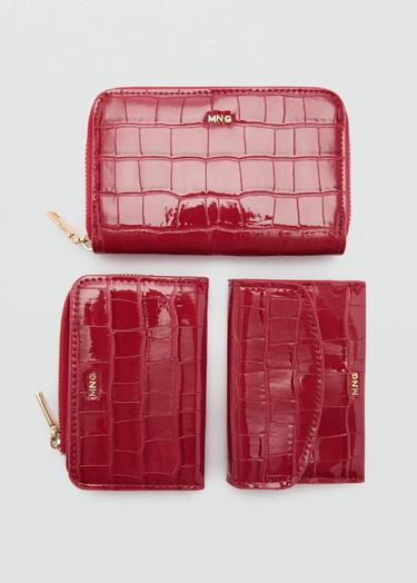  Mango Kadın Timsah Derisi Görünümlü Cüzdan Kirmizi