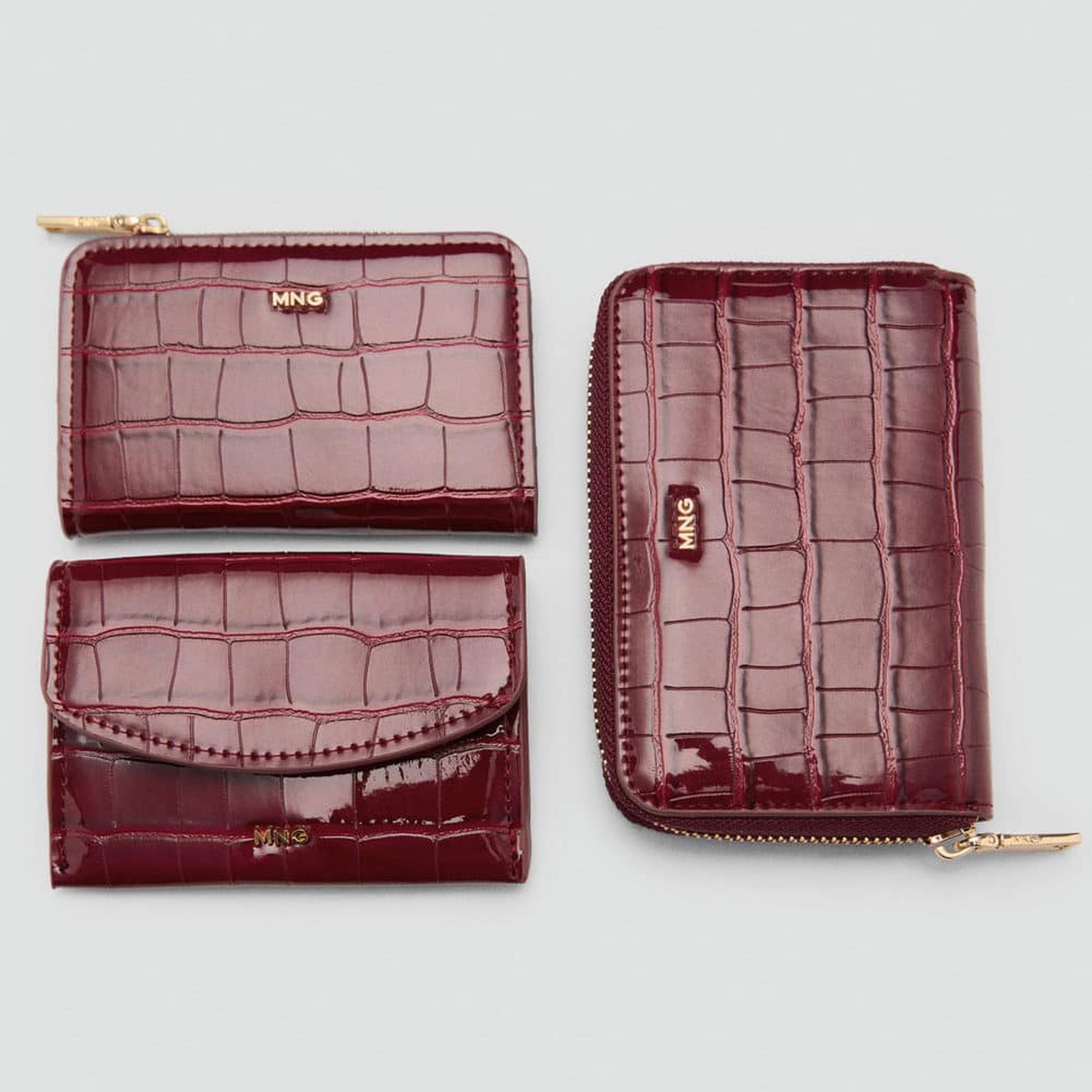 Mango Kadın Timsah Derisi Görünümlü Bozuk Para Cüzdanı Bordo