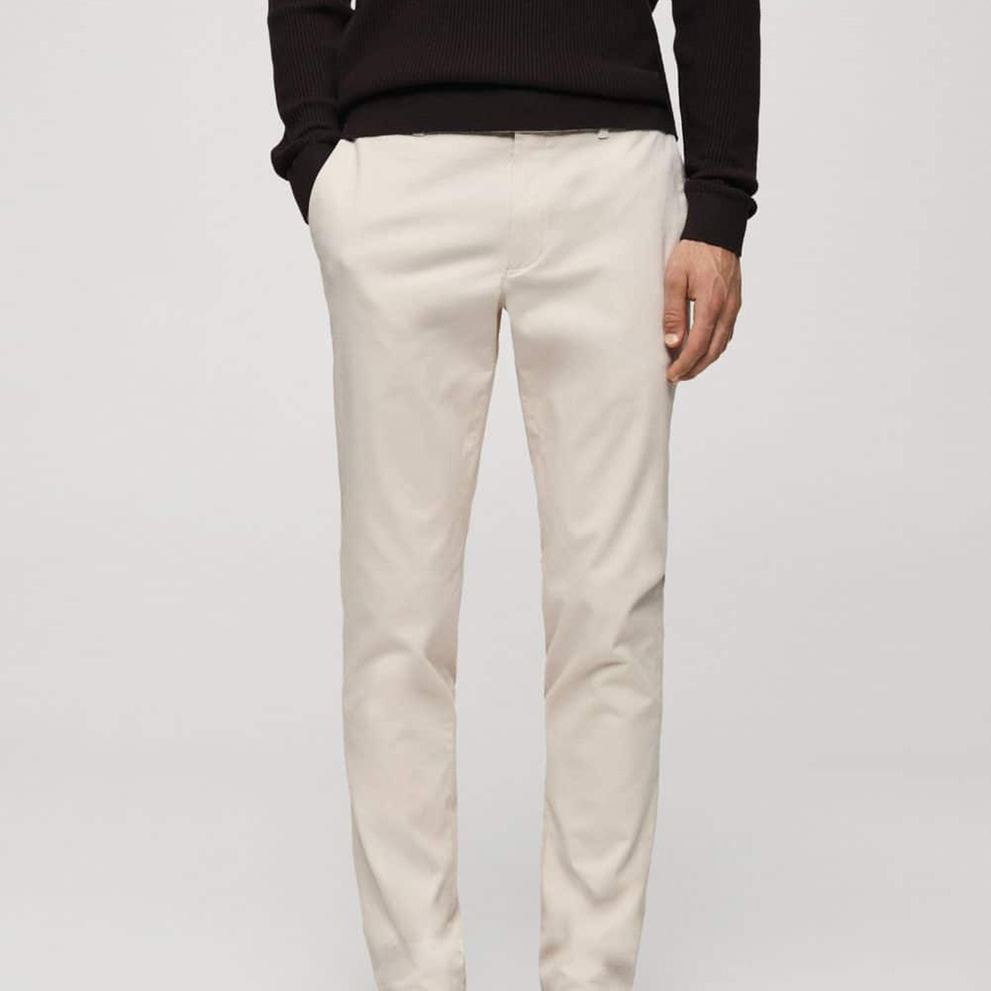 Mango Erkek Dar Kesim Serj Chino Pantolon Ekru