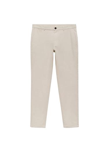  Mango Erkek Dar Kesim Serj Chino Pantolon Ekru