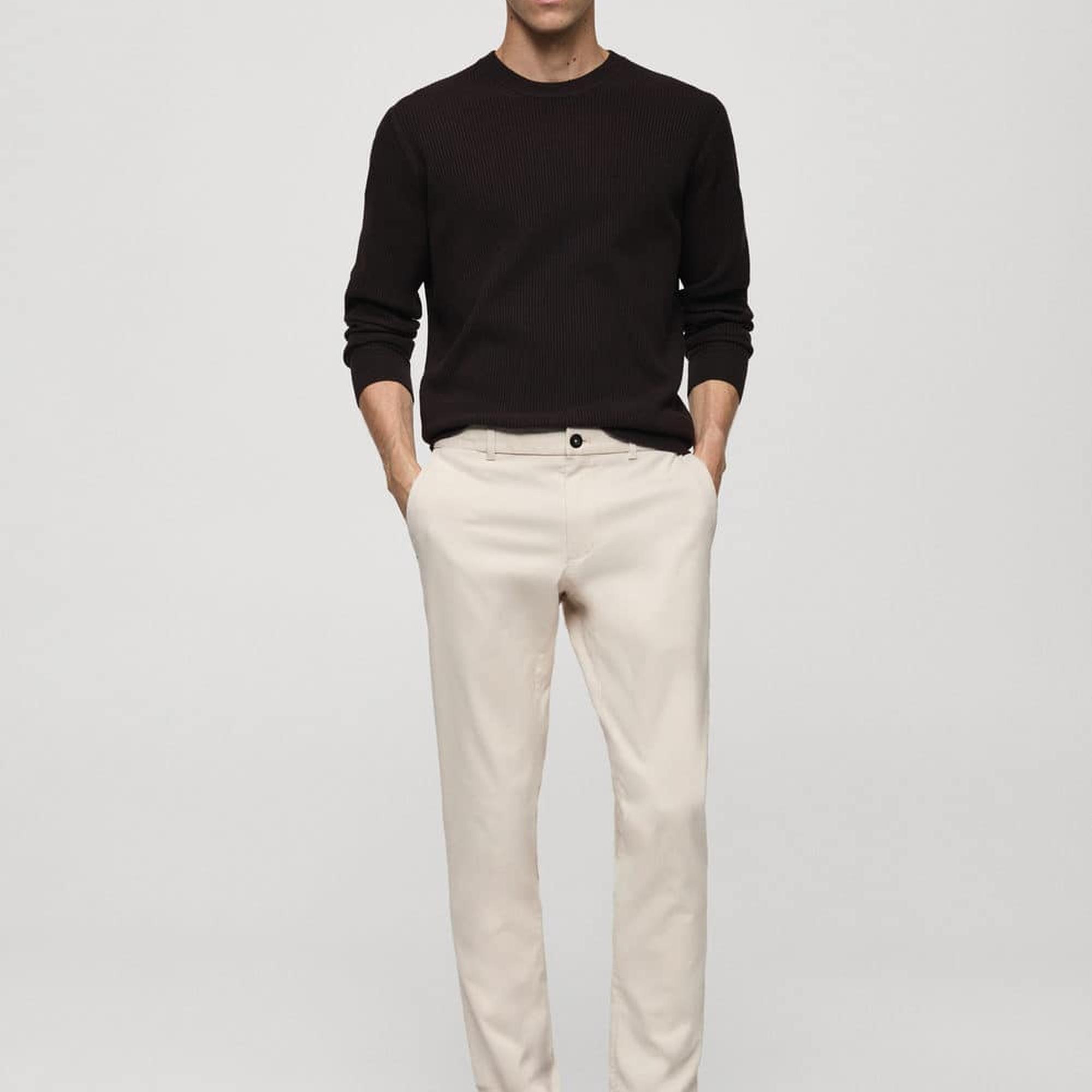 Mango Erkek Dar Kesim Serj Chino Pantolon Ekru