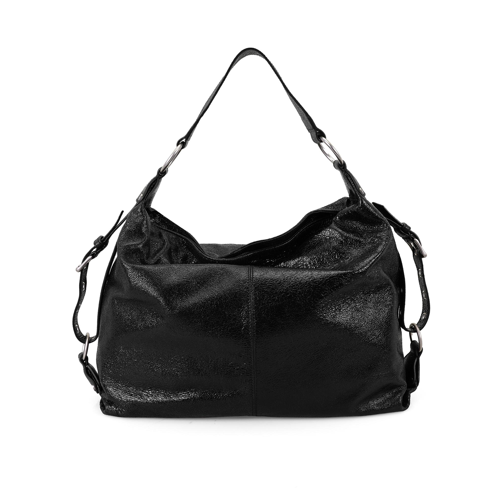 Krista Siyah Kadın Deri Omuz Çantası