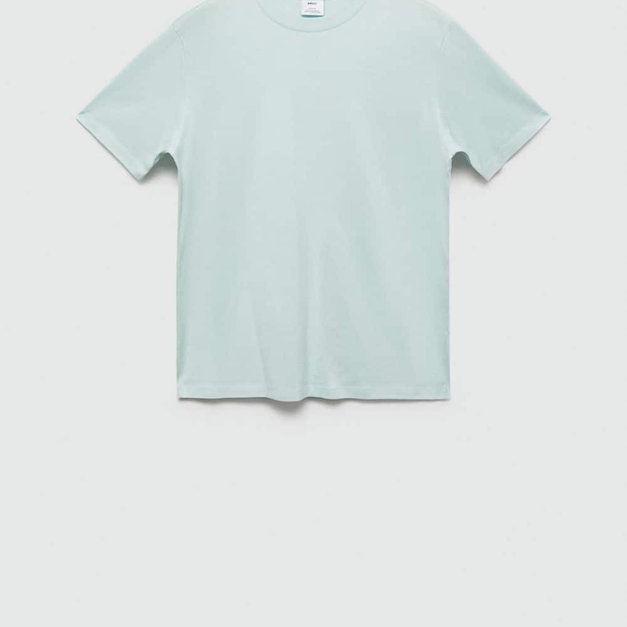 Mango Erkek %100 Pamuklu Dar Kesim Tişört Su Yeşili