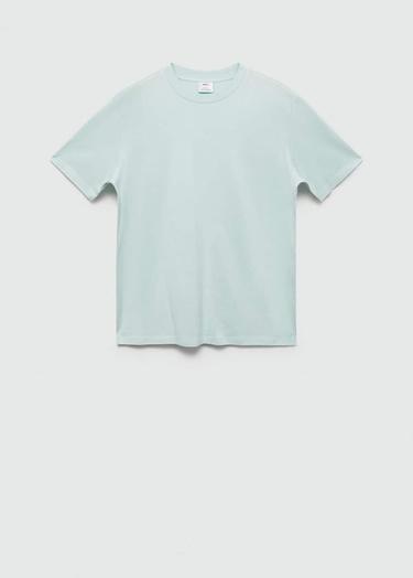  Mango Erkek %100 Pamuklu Dar Kesim Tişört Su Yeşili