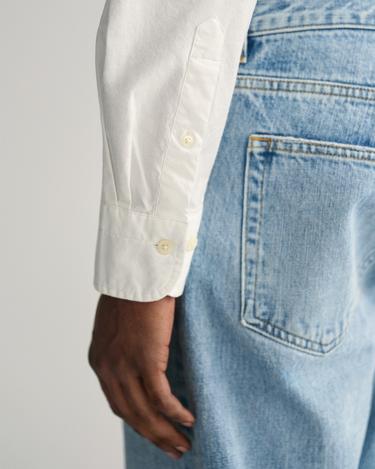  GANT Erkek Beyaz Slim Fit Düğmeli Yaka Gömlek