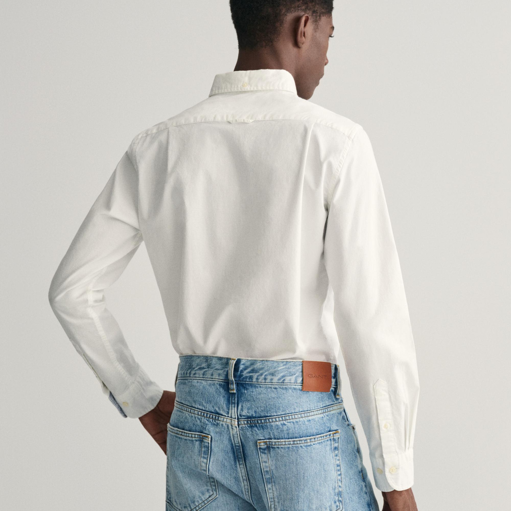 GANT Erkek Beyaz Slim Fit Düğmeli Yaka Gömlek
