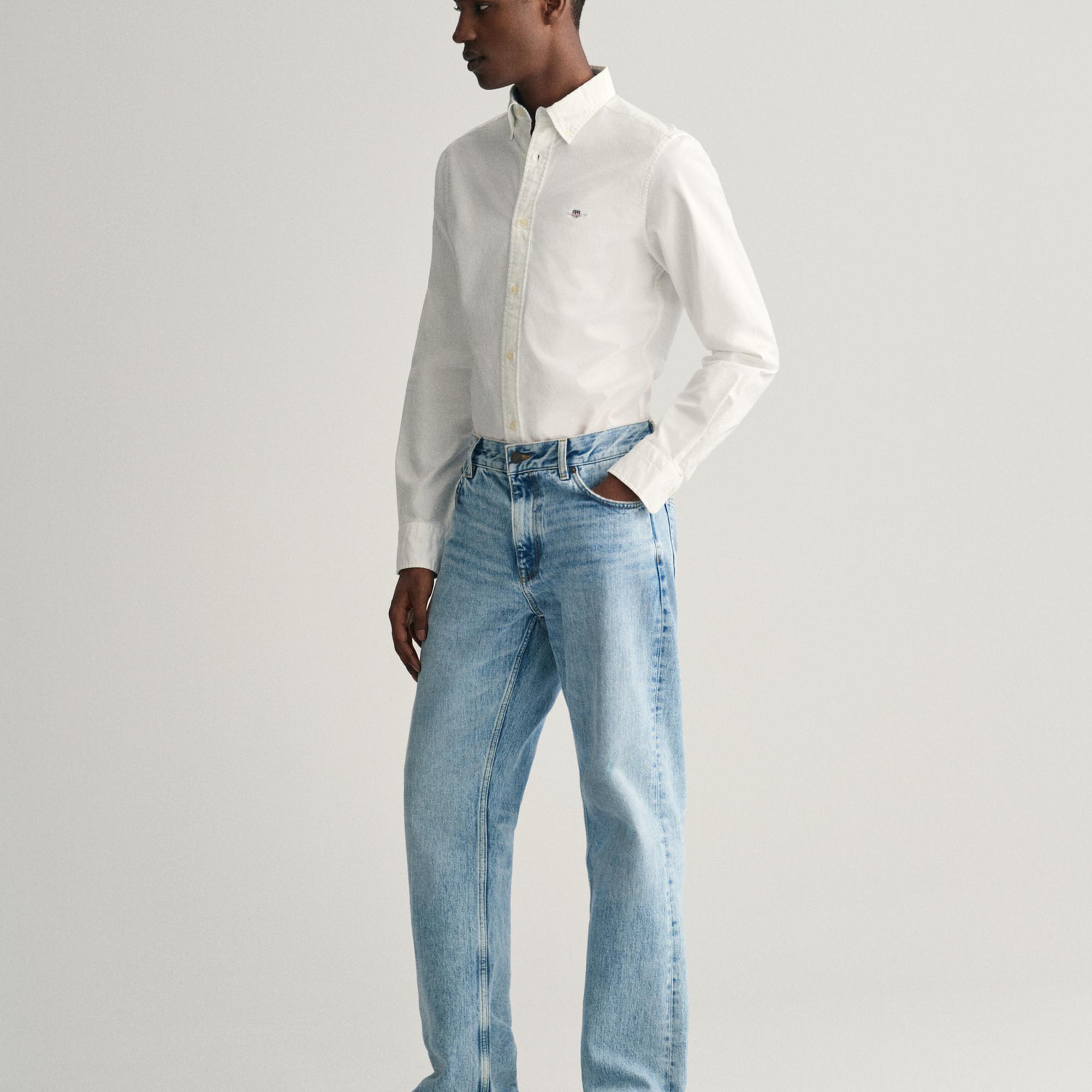 GANT Erkek Beyaz Slim Fit Düğmeli Yaka Gömlek