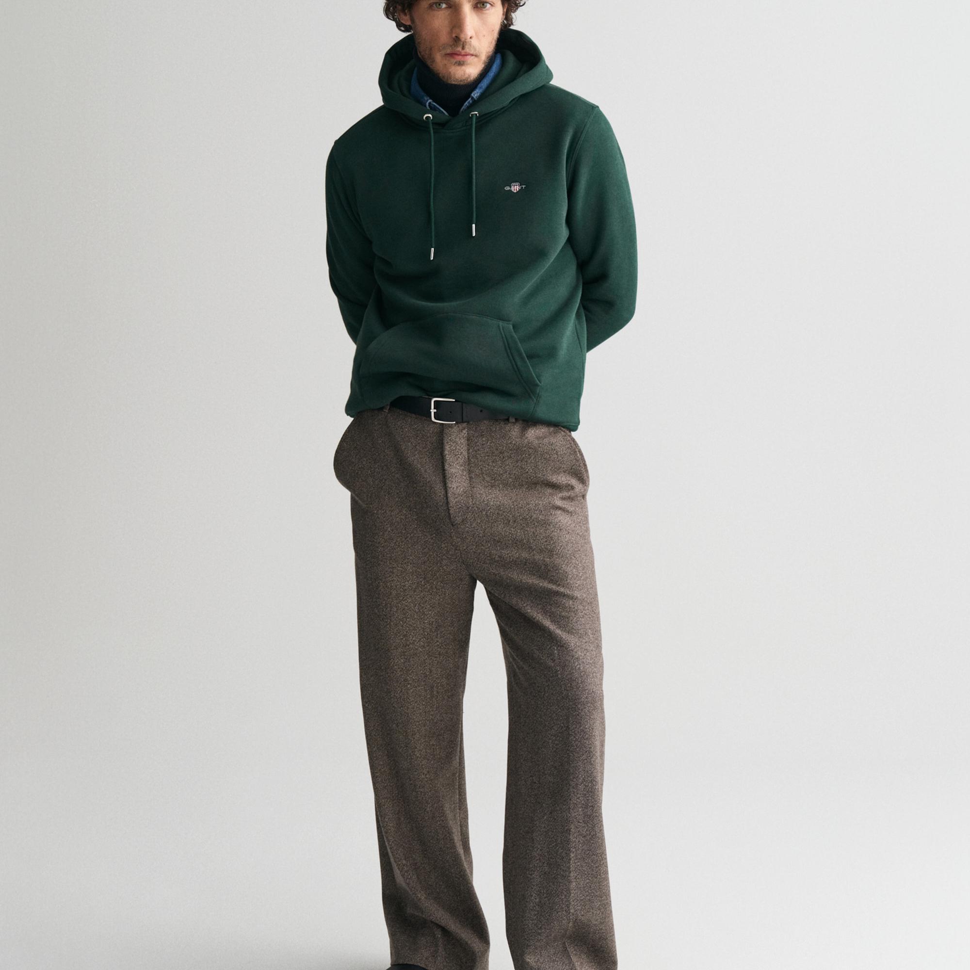 GANT Erkek Yeşil Regular Fit Kapüşonlu Sweatshirt