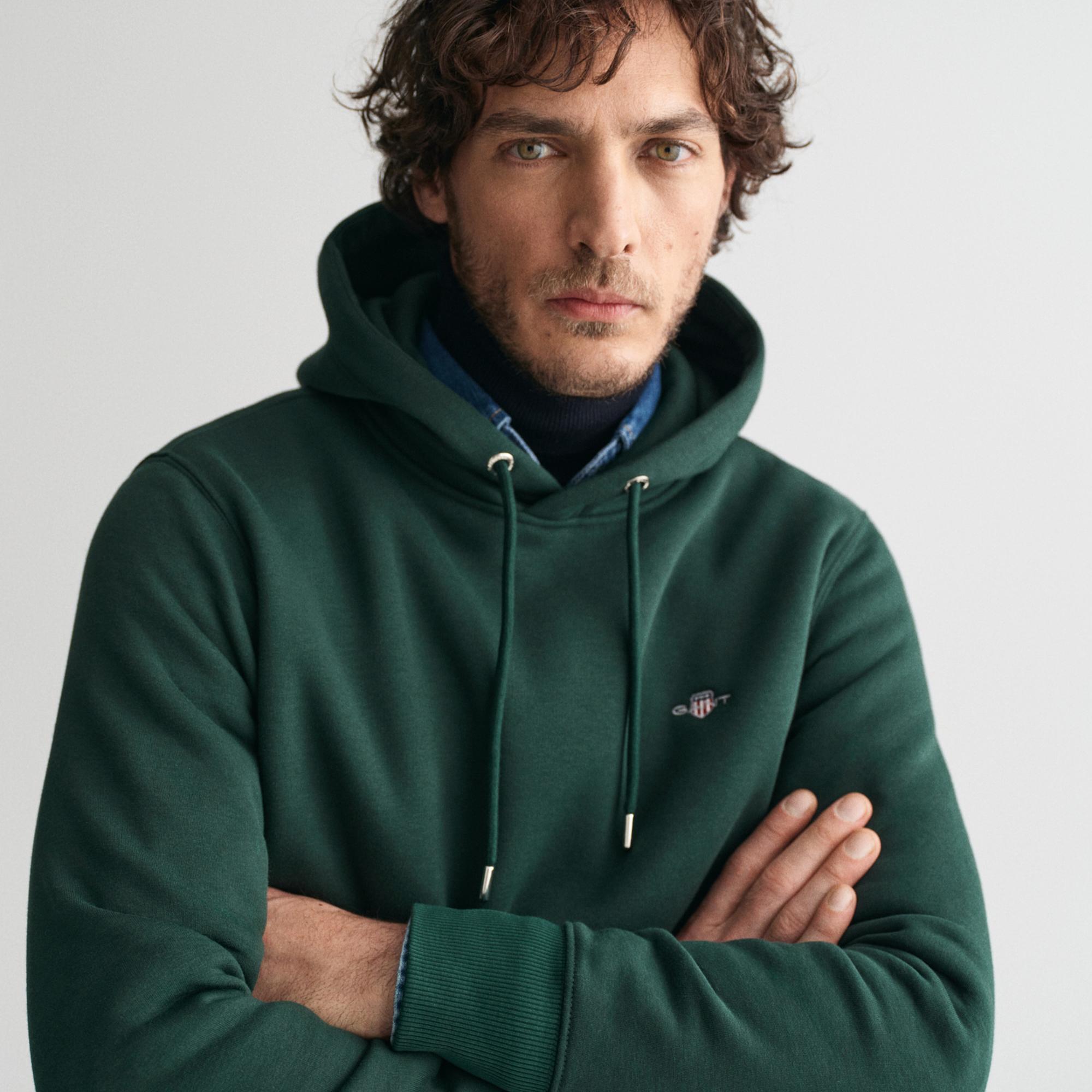 GANT Erkek Yeşil Regular Fit Kapüşonlu Sweatshirt