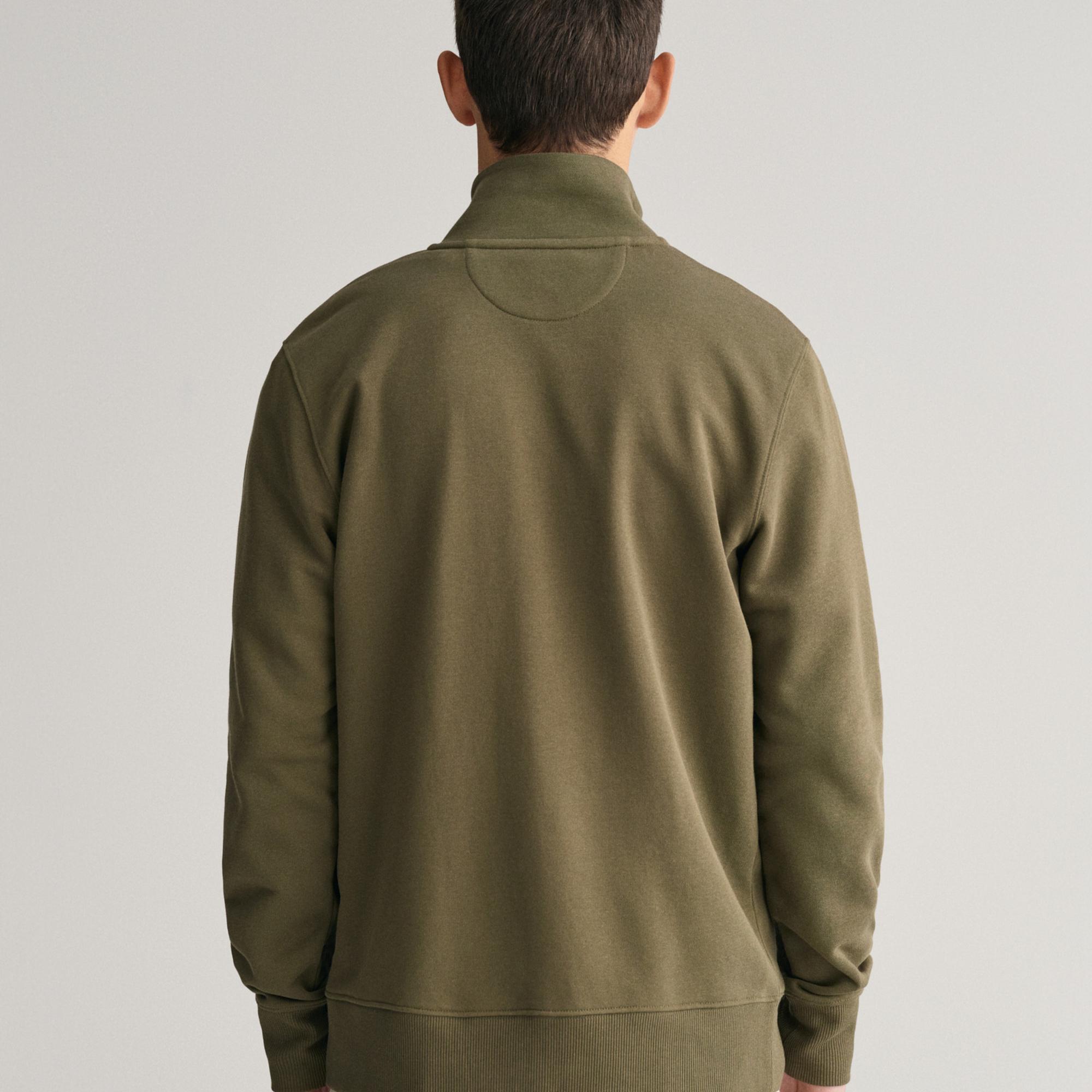 GANT Erkek Yeşil Regular Fit Fermuarlı Sweatshirt